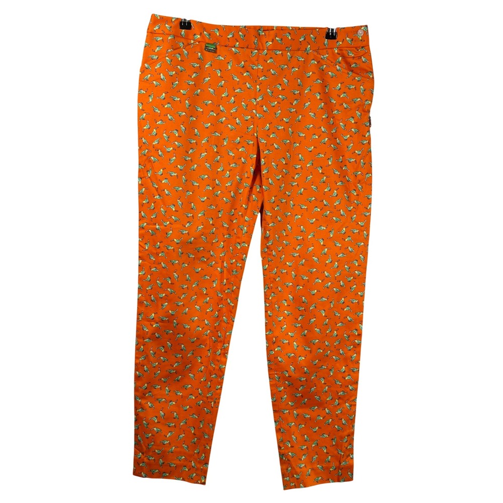 Polo‎ Golf Ralph Lauren Orange Toucan Bird Print Ankle Pants Womens 12 Stretch